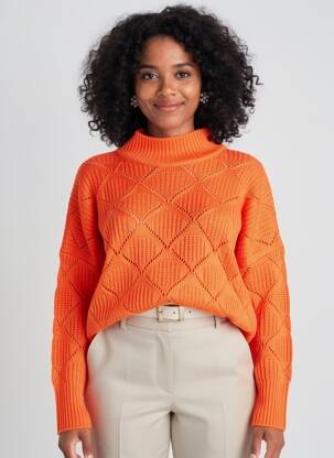 Pull coupe droite manches longues orange ZILCH femme
