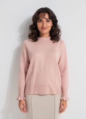 Pull coupe droite manches longues rose LILY & ME femme