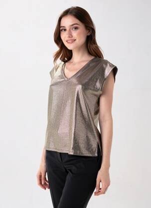 Top stretch manches courtes or PIECES femme