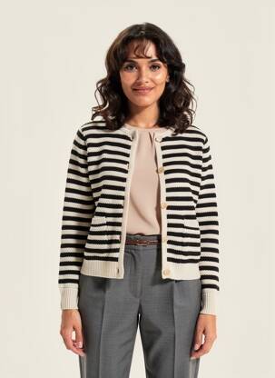 Gilet manches longues col rond noir C'EST BEAU LA VIE femme