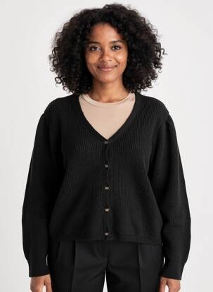 Gilet manches longues fermeture boutonnée sur le devant noir C'EST BEAU LA VIE femme