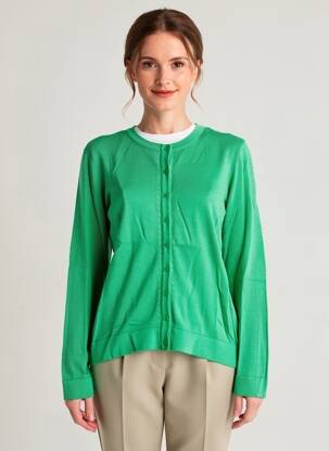 Gilet manches longues col rond vert LILY & ME femme