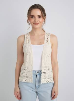 Gilet sans manche sans manche beige C'EST BEAU LA VIE femme