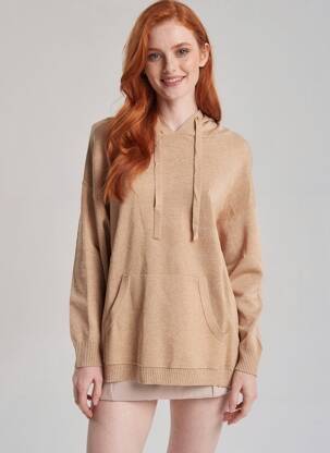 Pull col v manches longues marron TIFFOSI femme