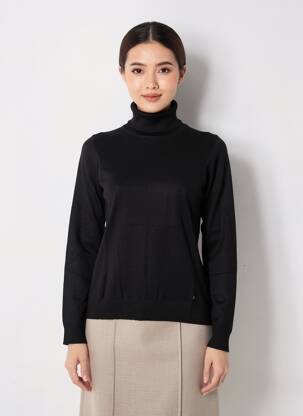 Pull col roulé coupe droite manches longues noir LPB LES PETITES BOMBES  femme