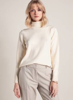 Pull col roulé coupe droite manches longues beige LPB LES PETITES BOMBES  femme
