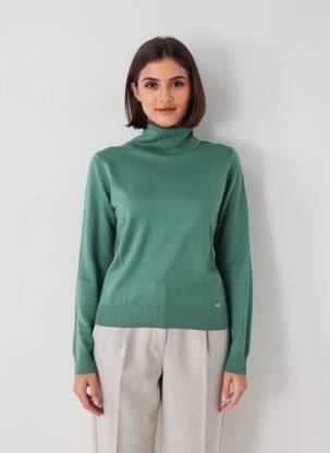 Pull col roulé coupe droite manches longues vert LPB LES PETITES BOMBES  femme