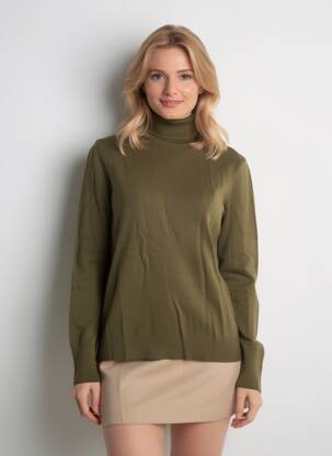 Pull col roulé coupe droite manches longues vert TIFFOSI femme