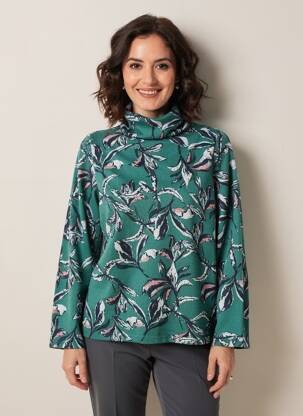 Pull col roulé coupe droite manches longues vert LILY & ME femme