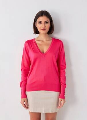 Pull coupe droite manches longues rose KAFFE femme