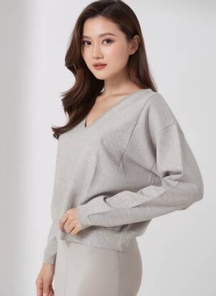 Pull col v manches longues gris LPB LES PETITES BOMBES  femme
