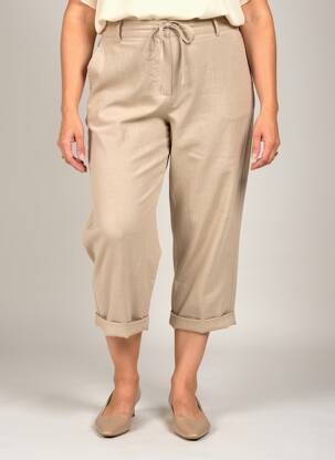Pantalon 7/8 taille élastique taille normale beige ZHENZI femme