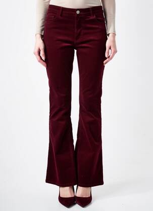 Pantalon flare stretch taille haute rouge PIECES femme