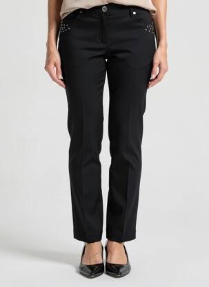 Pantalon slim tissage popeline taille normale noir ZHENZI femme