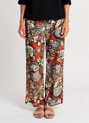 Pantalon droit tissage popeline orange C'EST BEAU LA VIE femme