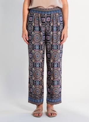 Pantalon droit tissage popeline taille normale bleu MOLLY BRACKEN femme