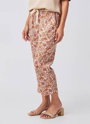 Pantalon 7/8 taille élastique taille normale orange C'EST BEAU LA VIE femme