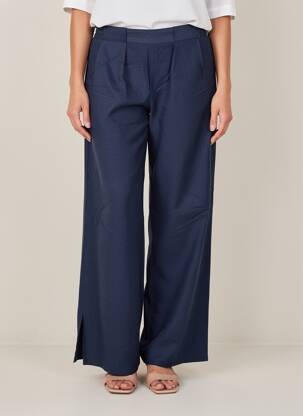 Pantalon large tissage crêpe taille normale bleu C'EST BEAU LA VIE femme