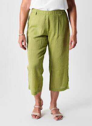 Pantacourt taille élastique taille normale vert ZHENZI femme