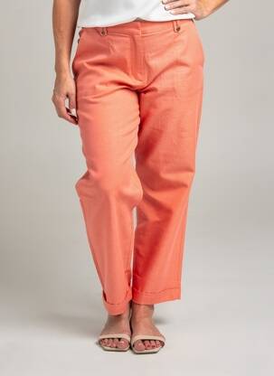 Pantalon droit taille normale taille normale orange JULIE GUERLANDE femme
