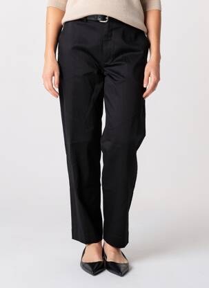 Pantalon droit fermeture zippée sous rabat avec crochet taille normale noir TIFFOSI femme