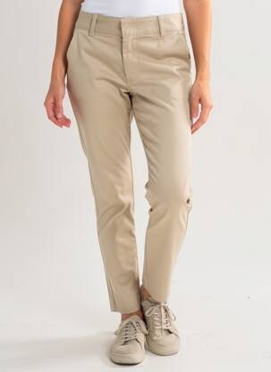Pantalon slim stretch taille normale beige KAFFE femme