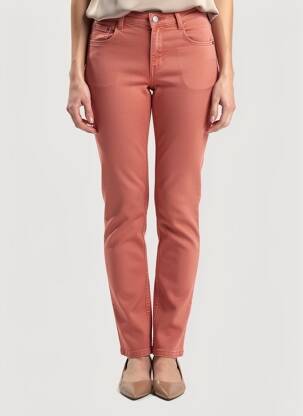 Pantalon slim tissage popeline taille normale rose C'EST BEAU LA VIE femme