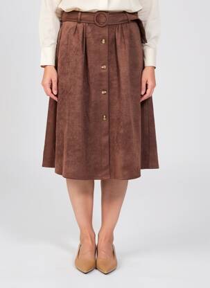 Jupe mi-longue taille normale marron MOLLY BRACKEN femme