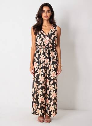Combi-pantalon fermeture boutonnée au dos sans manche noir LPB LES PETITES BOMBES  femme