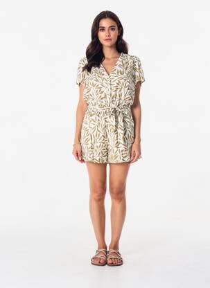 Combishort fermeture boutonnée sur le devant manches courtes vert LPB LES PETITES BOMBES  femme