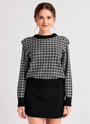 Pull tissage chiné manches longues noir LPB LES PETITES BOMBES  femme