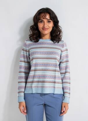 Pull coupe cintrée manches longues bleu YERSE femme