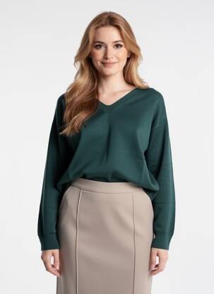 Pull coupe droite manches longues vert ZILCH femme