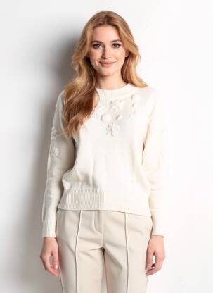Pull col rond manches longues beige C'EST BEAU LA VIE femme