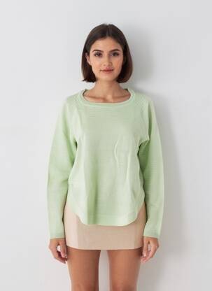 Pull col rond manches longues vert ONLY femme