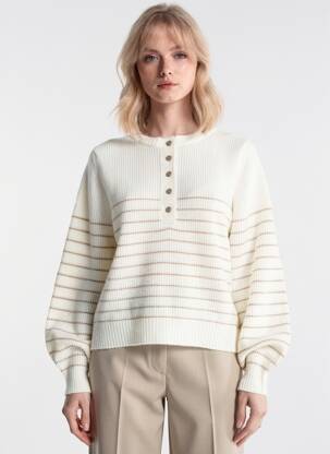 Pull coupe droite manches longues blanc PIECES femme