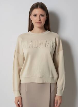 Pull col rond manches longues beige PIECES femme