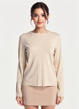 Pull maille ajourée manches longues or PIECES femme