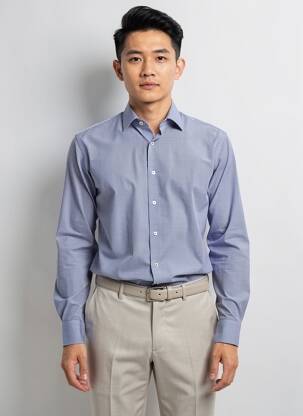 Chemise manches longues coupe cintrée bleu REDMOND homme