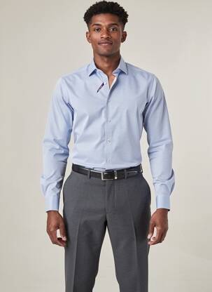 Chemise manches longues coupe cintrée bleu REDMOND homme