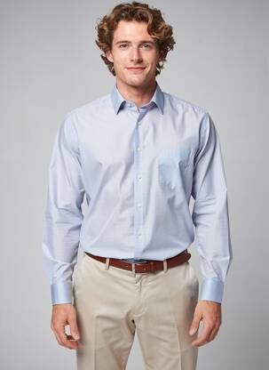 Chemise manches longues poches bleu REDMOND homme