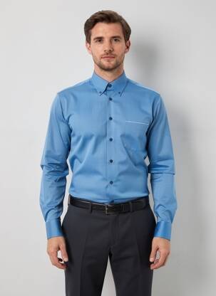 Chemise manches longues poches bleu REDMOND homme