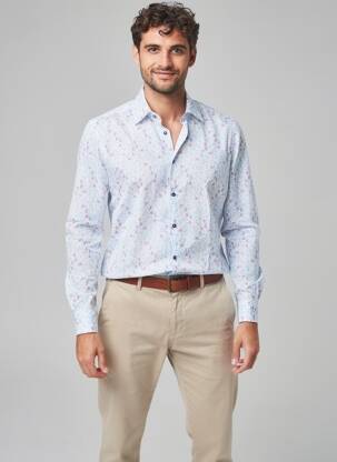 Chemise manches longues imprimé fantaisie bleu REDMOND homme