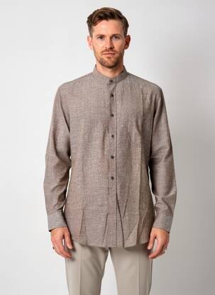 Chemise manches longues coupe droite marron REDMOND homme