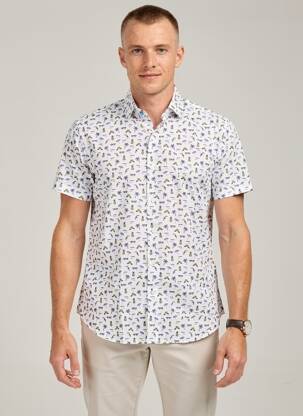 Chemise manches courtes imprimé tie and dye bleu CARLOS CORDOBA homme