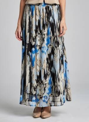 Jupe longue imprimé fantaisie bleu KAFFE femme