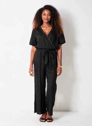 Combi-pantalon tissage crêpe manches courtes noir FREEMAN T.PORTER femme