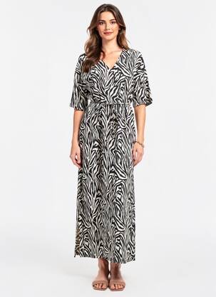 Robe longue manches courtes manches courtes noir KAFFE femme