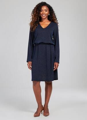 Robe mi-longue manches longues manches longues bleu KAFFE femme