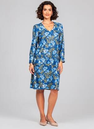 Robe courte imprimé fleurs manches 3/4 bleu LE PETIT BAIGNEUR femme